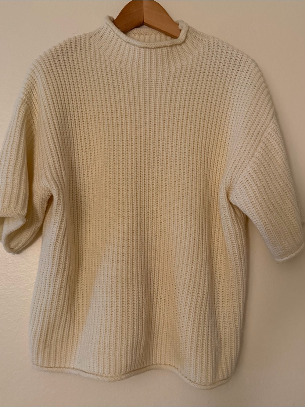 Petal & Pup Classic Cream Ribbed Short-Sleeve Sweater